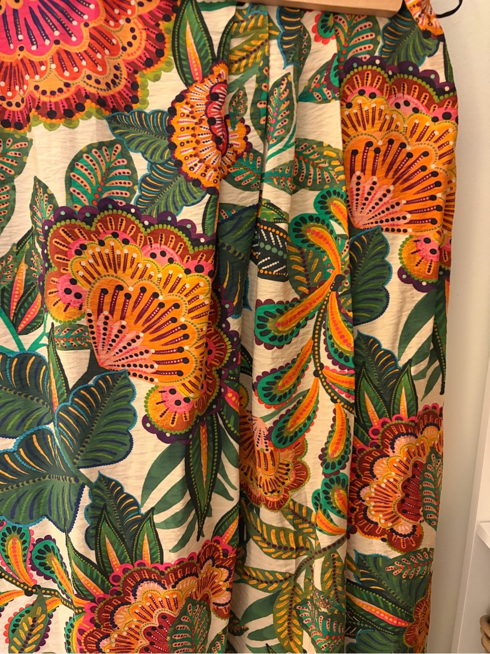 H&M Floral Midi Skirt in Green, Orange, Pink, Yellow